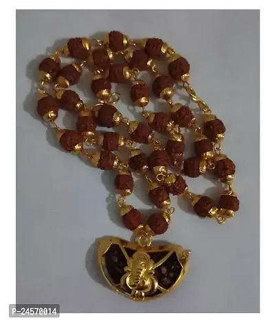 Alluring Brown Metal Beads Rudraksha Chain For Men