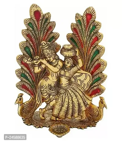 Radha Krishna Idol Statue With Diya For Puja Decoration Gift, Hindu Religious Radha Krishan Murti Showpiece