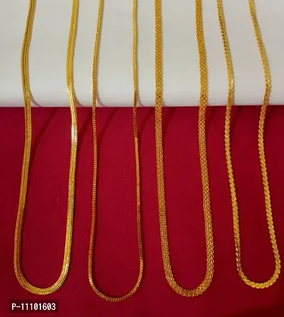 Z 1a Premium Quality Daily Wear Gold Plated 22inch Fancy Chain Combo 4 Pcs-thumb0