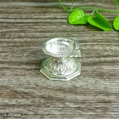 GODS CHOICE German Silver Agal Stand Diya For Pooja Size : 2 Inch Weight : 20 Grams-thumb0