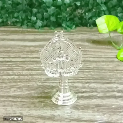 GODS CHOICE German Silver Balaji Face Stand Leaf Diya For Pooja / Decor Size : 4 Inch Weight : 40 Grams-thumb4