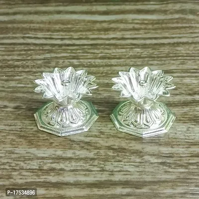 GODS CHOICE German Sliver Flower Designing Devadas Diya For Pooja / Decor Size : 1.5Inch Weight :45 Grams