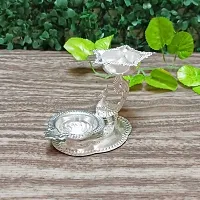 GODS CHOICE German Silver Peacock 5 Face Diya With 1 Agal Diya In Plate For Pooja/Decor Size :3 Inch Weight : 55Grams-thumb2