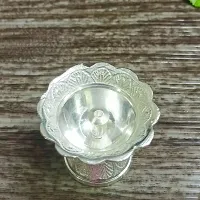 GODS CHOICE German Sliver Flower Designing Devadas Diya For Pooja / Decor Size : 2 Inch Weight : 45 Grams-thumb2