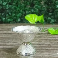 GODS CHOICE German Sliver Flower Designing Devadas Diya For Pooja / Decor Size : 2 Inch Weight : 45 Grams-thumb3