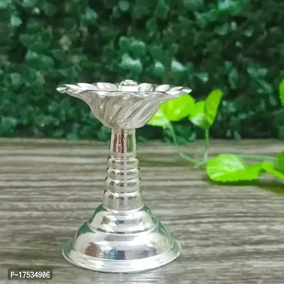 GODS CHOICE German Sliver Flower Designing Stand Devadoos Diya For Pooja /Decor Size : 2.8 Inch Weight : 40 Grams-thumb3