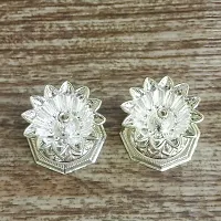 GODS CHOICE German Sliver Flower Designing Devadas Diya For Pooja / Decor Size : 1.5Inch Weight :45 Grams-thumb2