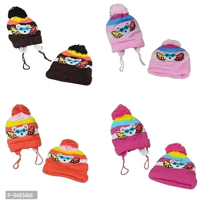 Luckypot Soft Warm Unisex Kids Fancy Half Winter Cap For 0 To 6 M-thumb0
