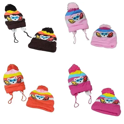 Luckypot Soft Warm Unisex Kids Fancy Half Winter Cap For 0 To 6 M