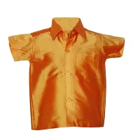 Luckypot Silk Cotton Shirt  Single Layer Readymade Dhoti With Gold Jari For Boys Color : Gold-thumb3