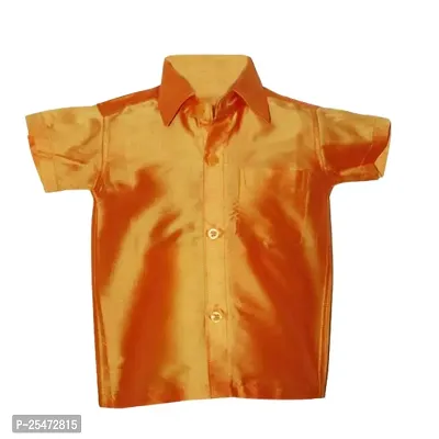 Luckypot Silk Cotton Shirt  Single Layer Readymade Dhoti With Gold Jari For Boys Color : Gold-thumb4