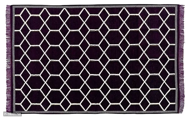 SSDN? Velvet Touch Living Room Carpet, Bedroom Carpet, Hall Carpet, Area Rug, Tapestry, Durries, Drawing Room Abstract Chenille Carpet -|60 inch x 84 inch |5 Feet x 7 Feet (Hexa-Wine/Purple)-thumb2