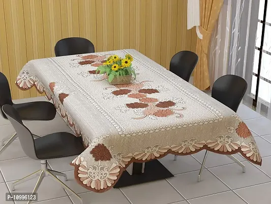 SSDN Designer Dining Table Cover with Brilliant Brown and Beige Flowers-thumb0