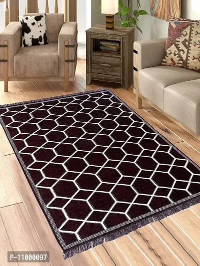 SSDN? Velvet Touch Living Room Carpet, Bedroom Carpet, Hall Carpet, Area Rug, Tapestry, Durries, Drawing Room Abstract Chenille Carpet -|60 inch x 84 inch |5 Feet x 7 Feet (Hexa- Brown)