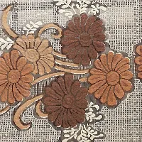 SSDN Designer Dining Table Cover with Brilliant Brown and Beige Flowers-thumb1