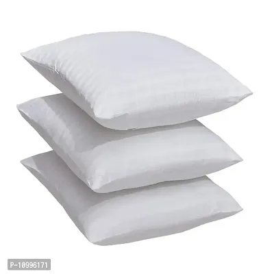 SSDN? Premium 400 GSM Striped Cushion Microfiber Fillers Pillow 16 x 16 inch / 40 x 40 cm - (Pack of 3) (White)-thumb0