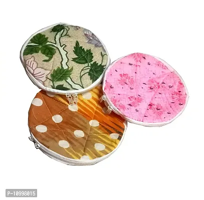 SSDN? Cotton Roti Cover/Chapati Cover/Traditional Roti Rumals (Assorted Color  Design) - Set of 3 (Round, Zip)-thumb0