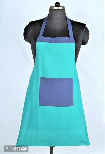 SSDN Pure Cotton Water Proof Unisex Chef Cooking Apron with Pocket (Green)-thumb0