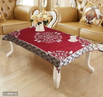 SSDN? Self Design Velvet Chenille 4 Seater Table Cover and Table Cloth for Center Table (36x54) Pack of 1(Big Flower-Maroon)-thumb0