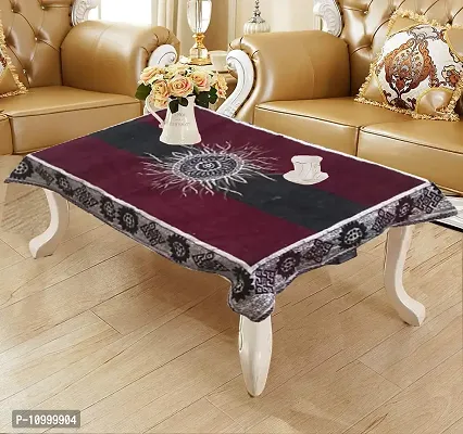 SSDN? Self Design Velvet Chenille 4 Seater Table Cover and Table Cloth for Center Table (36x54) Pack of 1(Purple)