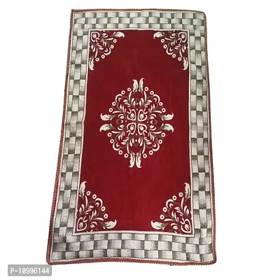 SSDN? Self Design Velvet Chenille 4 Seater Table Cover and Table Cloth for Center Table (36x54) Pack of 1(Big Flower-Maroon)-thumb4