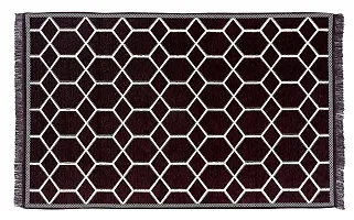 SSDN? Velvet Touch Living Room Carpet, Bedroom Carpet, Hall Carpet, Area Rug, Tapestry, Durries, Drawing Room Abstract Chenille Carpet -|60 inch x 84 inch |5 Feet x 7 Feet (Hexa- Brown)-thumb1