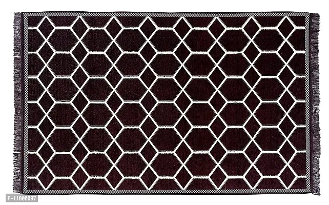 SSDN? Velvet Touch Living Room Carpet, Bedroom Carpet, Hall Carpet, Area Rug, Tapestry, Durries, Drawing Room Abstract Chenille Carpet -|60 inch x 84 inch |5 Feet x 7 Feet (Hexa- Brown)-thumb2