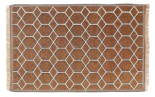 SSDN? Velvet Touch Living Room Carpet, Bedroom Carpet, Hall Carpet, Area Rug, Tapestry, Durries, Drawing Room Abstract Chenille Carpet -|60 inch x 84 inch |5 Feet x 7 Feet (Hexa-Cream Brown)-thumb1