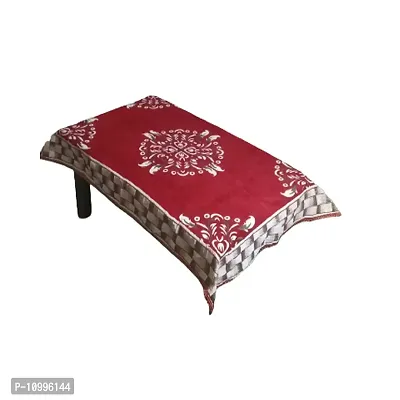 SSDN? Self Design Velvet Chenille 4 Seater Table Cover and Table Cloth for Center Table (36x54) Pack of 1(Big Flower-Maroon)-thumb3