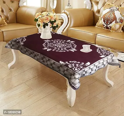 SSDN? Self Design Velvet Chenille 4 Seater Table Cover and Table Cloth for Center Table (36x54) Pack of 1(Big Flower-Purple)-thumb0