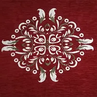 SSDN? Self Design Velvet Chenille 4 Seater Table Cover and Table Cloth for Center Table (36x54) Pack of 1(Big Flower-Maroon)-thumb1