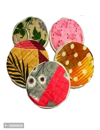 SSDN? Cotton Roti Cover/Chapati Cover/Traditional Roti Rumals (Assorted Color  Design) - Set of 5 (Round, Zip)-thumb0