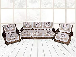 Advik Weaves Polyester 10 pcs Sofa Cover Set F-plus Table cover 5 Seater (Beige, Standard)-thumb3