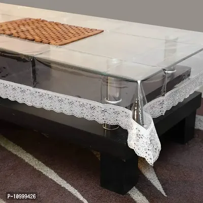 SSDN PVC 4 Seater Table Cover with Golden LACE (Transparent) (Gold 40X60)
