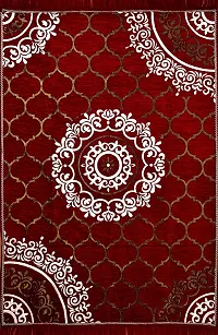 SSDN? Designer Superfine Exclusive Chenille Yarn Velvet Carpet | Area Rug| Tapestry| Living Room Carpet| Durries| Drawing Room Chenille Carpet -|60 inch x 84 inch |5 Feet x 7 Feet (Maroon Pdmas)-thumb1