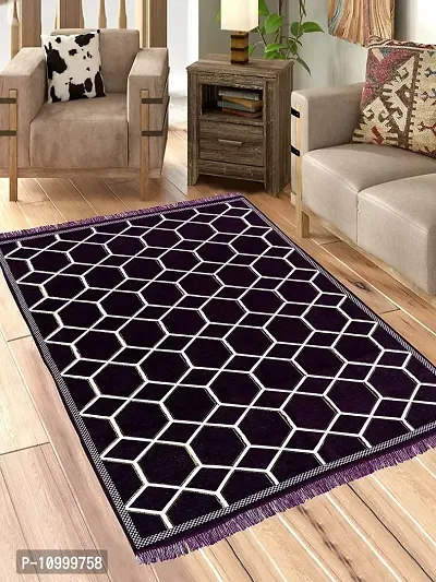 SSDN? Velvet Touch Living Room Carpet, Bedroom Carpet, Hall Carpet, Area Rug, Tapestry, Durries, Drawing Room Abstract Chenille Carpet -|60 inch x 84 inch |5 Feet x 7 Feet (Hexa-Wine/Purple)