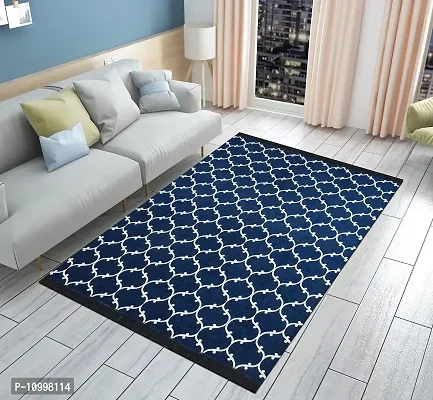 SSDN? Velvet Touch Living Room Carpet, Bedroom Carpet, Hall Carpet, Area Rug, Tapestry, Durries, Drawing Room Abstract Chenille Carpet -|60 inch x 84 inch |5 Feet x 7 Feet (8 DOT -Blue)-thumb0