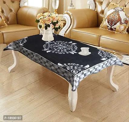 SSDN? Self Design Velvet Chenille 4 Seater Table Cover and Table Cloth for Center Table (36x54) Pack of 1(Big Flower-Black-thumb0