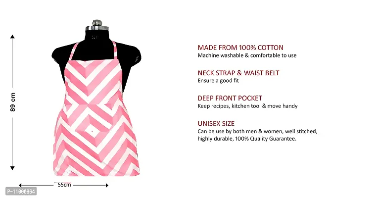 SSDN Pure Cotton Water Proof Unisex Chef Cooking Apron Printed with Pocket (Pink)-thumb2