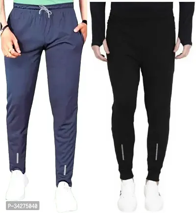 Stylish Multicoloured Polyester Regular Track Pants For Men Pack Of 2-thumb0