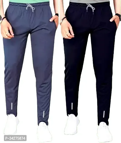 Stylish Multicoloured Polyester Regular Track Pants For Men Pack Of 2-thumb0