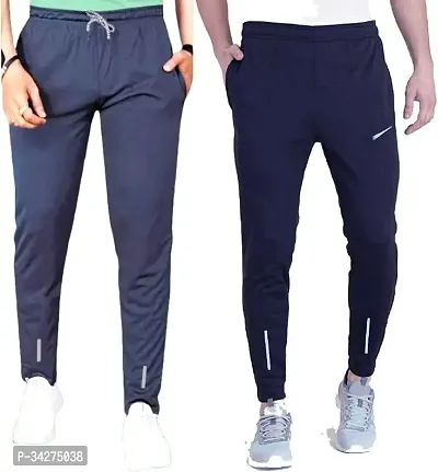 Stylish Multicoloured Polyester Regular Track Pants For Men Pack Of 2