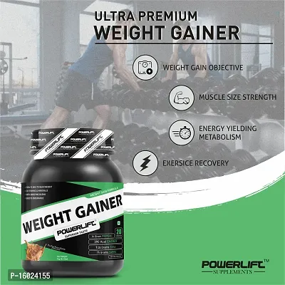 PowerLift Weight Gainer with Shaker (500gm Chocolate) 390K Energy, 76G Carbs| High Protein  High Calorie Protein Powder for weight gain men and women use | Raw Whey from USA | With Digezyme-thumb5