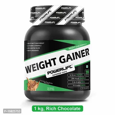 PowerLift Weight Gainer Protein Powder (1KG Chocolate) 390K Energy, 75G Carbs| High Protein  High Calorie Protein Powder for weight gain men and women use | Raw Whey from USA | With Digezyme