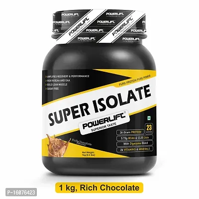 PowerLift Super Isolate (1kg, Rich Chocolate) 26g Isolate Whey Per Scoop, Raw Whey From USA, with Vitamins  Digezyme blend, Sugar Free, Gluten Free, Lactose Free, Whey Protein Isolate