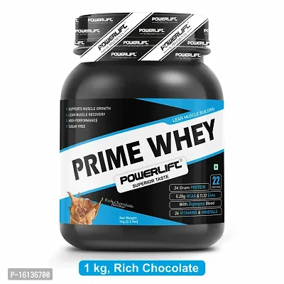 PowerLift Prime Whey Protein 1Kg (Rich Chocolate) 24g Protein per serving with Digestive Enzymes, Vitamin  Minerals, No Added Sugar, Improved Strength, Faster Recovery  Muscle Building