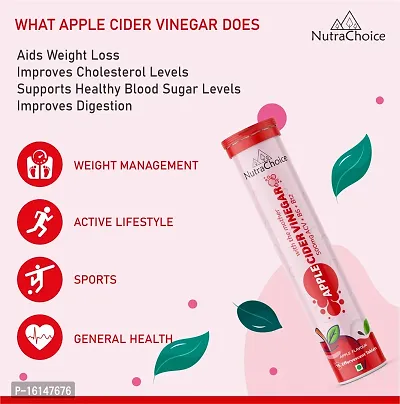 NutraChoice Apple Cider Vinegar 90 Effervescent Tablet (Pack of 6) with mother for weight loss, Added Vit B6, B12  Pomegranate Extract, Weight management  Gut Health-thumb5