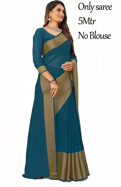 Chiffon Zari Border Sarees with Blouse piece