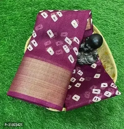 Stylish Purple Cotton Printed Saree With Blouse Piece For Women-thumb0