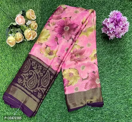 Elegant Chiffon Printed Women Saree with Running Blouse-thumb0